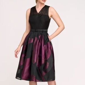 Kay Unger Ellis Midi Dress Black Fig Elegant Size 6 NWT